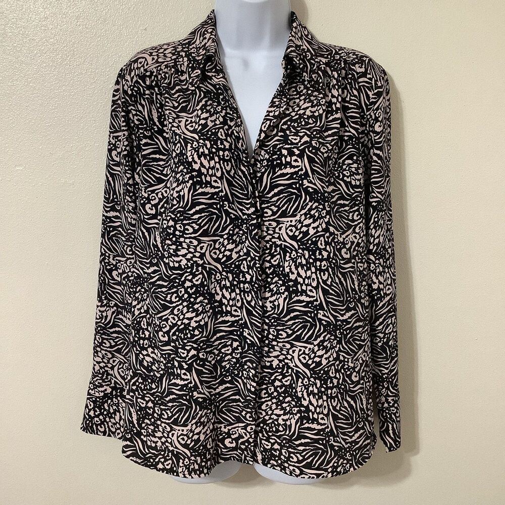 Topshop Funky Cheetah Zebra Animal Print Maximalist Button Up Blouse Size 4
